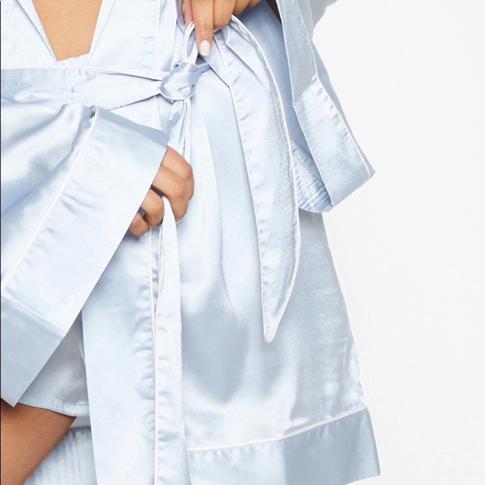 Dusty Blue Piping Detail Robe - Picture 5 of 5